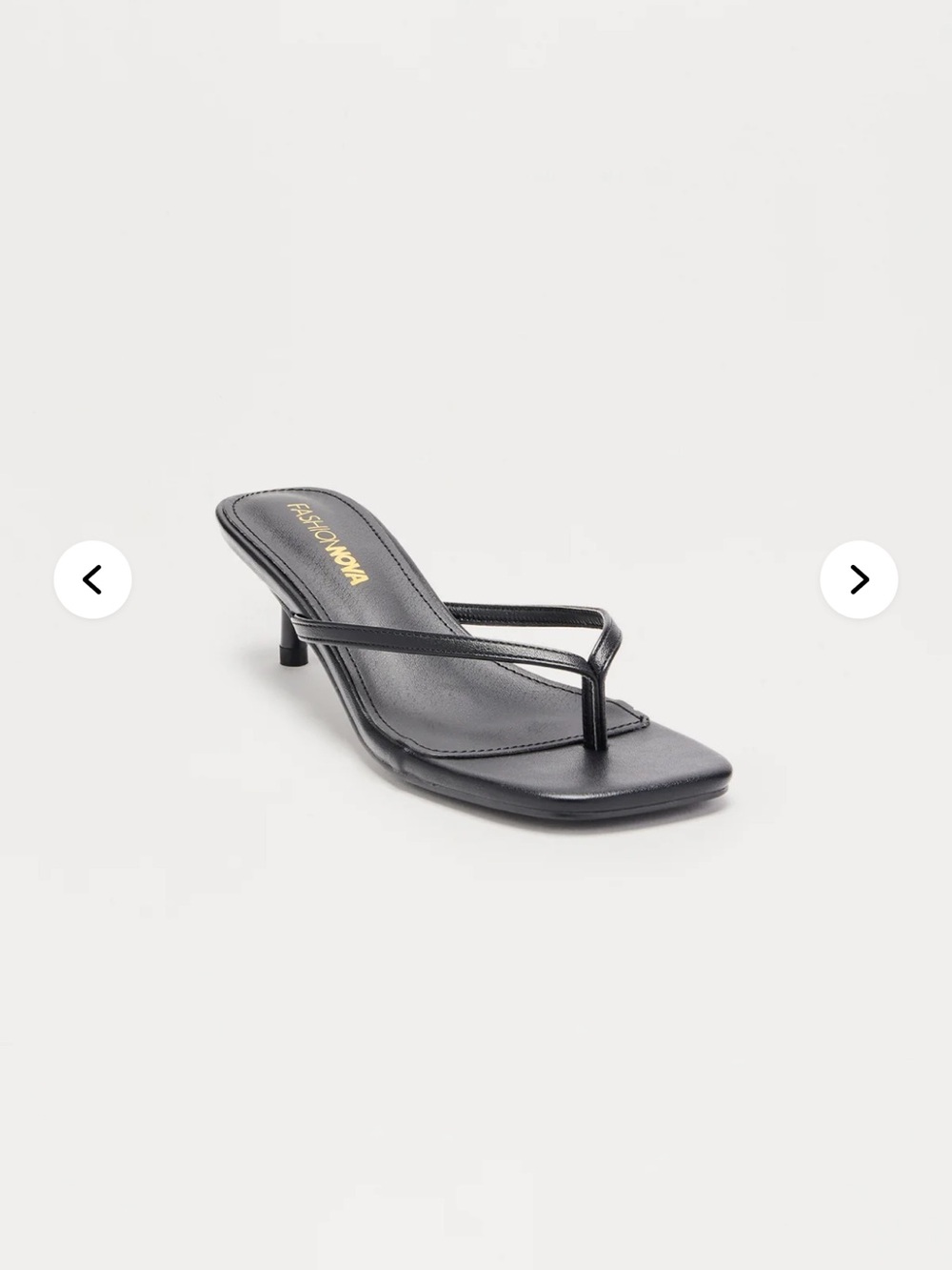 NEW FASHION NOVA truce Black faux Leather Thong Kitten Heel Sandals mules 10